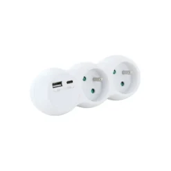 Biplite ELECTRO DEPOT 16A + 2 USB Blanche