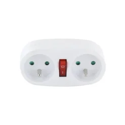 Biplite ELECTRODEPOT 2x16A avec interrupteur Blanche