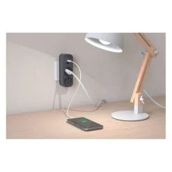 Biplite QUARX 2 prises + 1 USB-A + 1 USB-C Noire