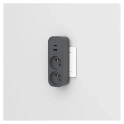Biplite QUARX 2 prises + 1 USB-A + 1 USB-C Noire