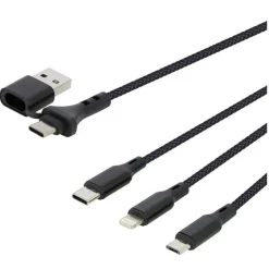Câble 3 en 1 Lightning, Micro USB et USB-C / USB et USB-C SEDEA Noir