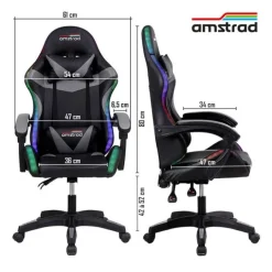 Chaise gaming AMSTRAD 900 LED Tiger Noir