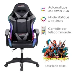 Chaise gaming AMSTRAD AMS 900 LED TOP1 Noir