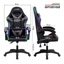 Chaise gaming AMSTRAD AMS 900 LED TOP1 Noir