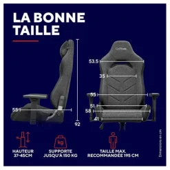 Chaise gaming TRUST GAMING Ruya Fabric Gris