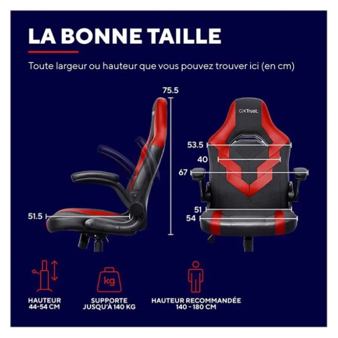 Chaise gaming TRUST GAMING RIYE Noir et rouge