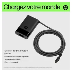 Chargeur HP USB-C 65W – Chargeur universel pour ordinateur portable, tablette et smartphone