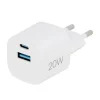Chargeur secteur 2 ports USB-C 20W et USB 18W EDENWOOD Blanc