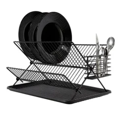 Egouttoir COSYLIFE métal noir pliable
