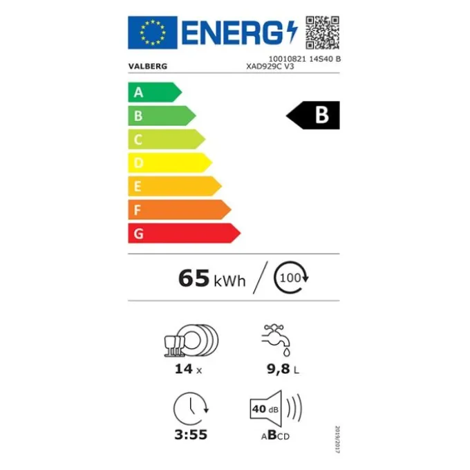 Lave-vaisselle 14 couverts VALBERG 14S40 B XAD929C V3