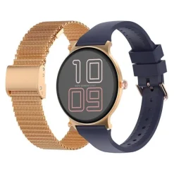 Montre connectée ECHO Rainbow Sunset bleu - Or rose - 2 bracelets