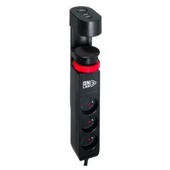 Multiprise bureau ONLAN 3 prises + 2 USB-A + 1 USB-C avec interrupteur Noire - Cable 2m