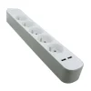 Multiprise CHACON 5 prises + 2 USB Grise et blanche - Cable 1.5m