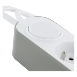 Multiprise CHACON 5 prises + 2 USB Grise et blanche - Cable 1.5m