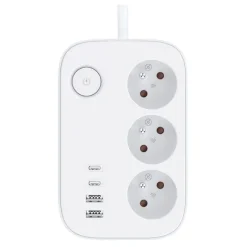 Multiprise ELECTRO DEPOT 3 prises + 2 USB + 2 USB-C avec interrupteur Blanche - Cable 1.5m