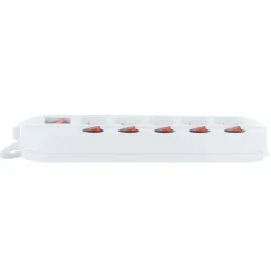 Multiprise ELECTRO DEPOT 5 prises avec 6 interrupteurs Blanche - Cable 1.5m