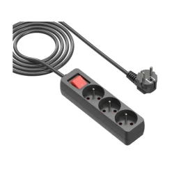 Multiprise GAO 3 prises avec interrupteur Noire - Cable 1m