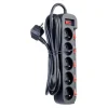 Multiprise ZENITECH 5 prises avec 6 interrupteurs Noire - Cable 3m