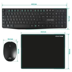Pack ADVANCE ELITE wireless combo - Clavier et Souris Sans Fil + Tapis AZERTY Slim Design