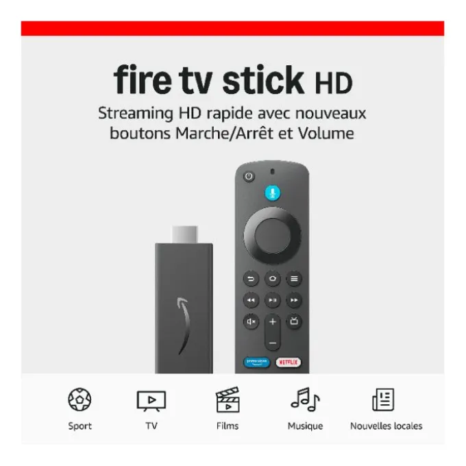 Passerelle Multimédia FIRE STICK TV AMAZON HD 2024 avec télécommande
