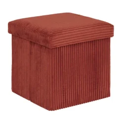 Pouf pliable 38x38x38 cm velours terraccotta
