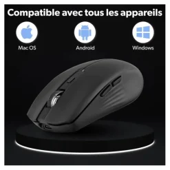 Souris rechargeable bluetooth DUAL CONNECT noire - GRADIENT