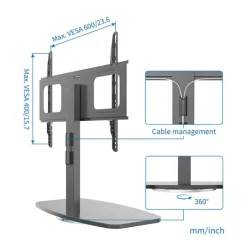 Support pied EDENWOOD TV de 81 à 165 cm MDF noir